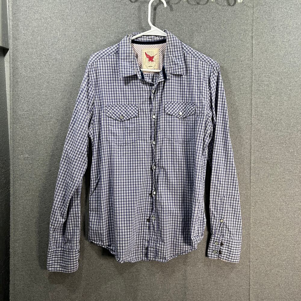 Heritage 1981 Men's Long-sleeve Button-up Shirt Blue Size Medium